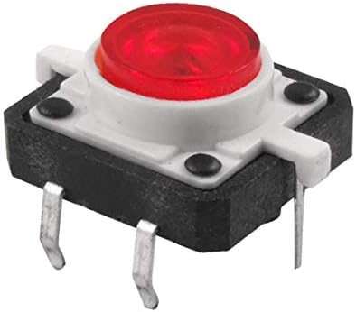 Нов бутон превключвател миг тактилно такт Lon0167 с червена led подсветка на 12x12 mm x 7 mm 4Pin DIP (Rotes