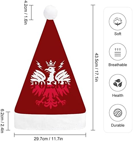 Коледна шапка с участието на полския орел, гордостта на Полша, шапка на Дядо Коледа, забавни коледни шапки,
