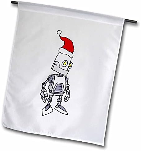 3dRose сладък забавен робот в коледни флагах в шапката на Дядо Коледа (fl_353829_1)