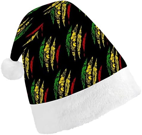 Коледна шапка с корени Лъв Rasta реге, шапка на Дядо Коледа, забавни коледни шапки, празнични шапки за жени /мъже