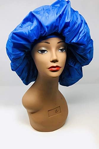Шапчица Dream Super Jumbo Night & Day - Синя, сатен, тъкан, еластична лента, памук, предпазва косата на място, голяма, много голяма, един размер подходящ за всички, шапка за сън, удо