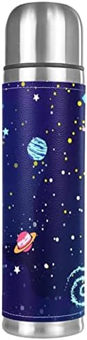 Неръждаема Стомана Кожена Чаша С Вакуумна Изолация на Звездното Небе Термос Бутилка за Вода за Топли и Студени Напитки на Деца, Възрастни, 16 Унции