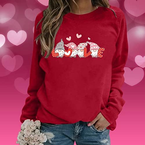 Сладък Четири Елф, Графични Плочи с изображение на Сърце Любов, Дамски Пуловери В Свети Валентин, Ризи с Кръгло