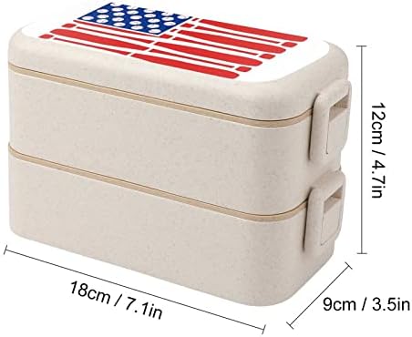 Американският Флаг, Бейзболен Двойна Штабелируемый Обяд-Бокс за Bento, за многократна употреба Контейнер за Обяд с Набор от ястия за Вечеря Извън Дома, на Работа, на П?