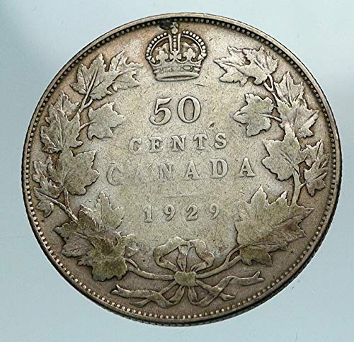 1929 неизвестен 1929 КАНАДА ВЕЛИКОБРИТАНИЯ Крал Джордж V Истински Антични сребърни монети Добра Несертифицированная