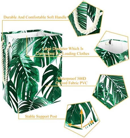 Кошница за дрехи с Шарките на Зелени тропически листа, Сгъваема Кошница за съхранение на бельо с Дръжки, Подвижни