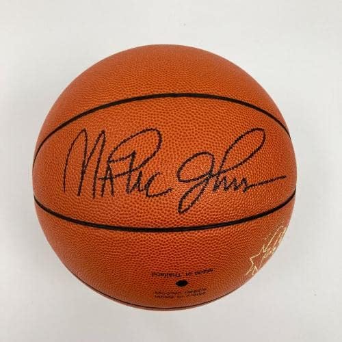 Меджик Джонсън е подписал Официален договор за Олимпийската игра 1992 на Баскетболен Dream Team JSA COA - Баскетболни Топки с автографи
