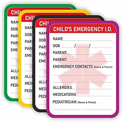 Стикер за спешни контакт с детето - (опаковка от 24 броя) 4 x 3 Детска Медицинска информация Ледени Етикети