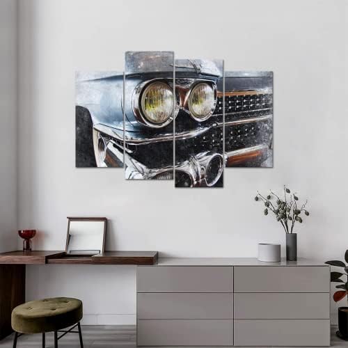 YeiLnm 4 Панела Стенно Изкуство Старата Реколта Автомобилни Снимки Печат върху платно, Превозни Средства Живопис