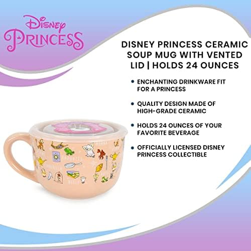 Керамични Суповая чаша на принцесите на Дисни с Вентилирани капак | Купа За сладолед, зърнени храни, Овесени