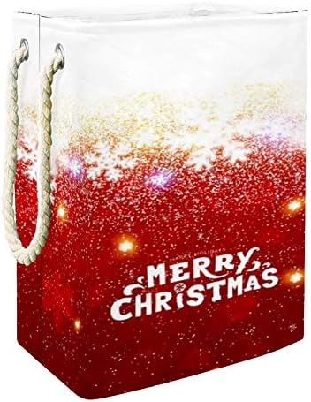 Домашен Коледен Фон с Неясно Снежинками 300D Оксфорд PVC, Водоустойчив Кошница за Дрехи, Голяма Кошница за Дрехи за Одеяла Дрехи Играчки в Спалнята