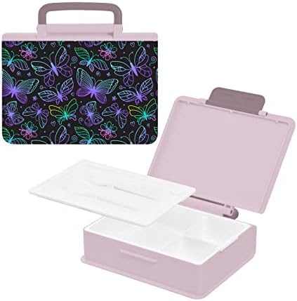 Кутия за обяд ALAZA Rainbow Color Butterfly Magic Bento, Херметични Контейнери за обяд, които не съдържат BPA,