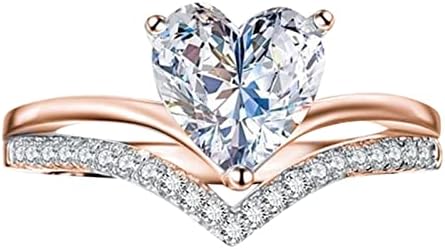 Голям пръстен с кристали във формата на любов, диамантен пръстен, пръстен с любов, елегантна геометрия, пръстен