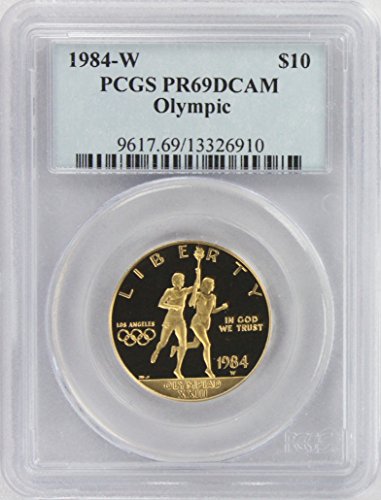 1984-Злато W Олимпийските игри в 10 долара, PR69DCAM, PCGS