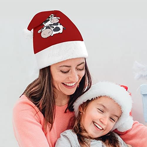 Коледна шапка от краве плюшени, палави и красиви шапки на Дядо Коледа с плюшени полета и удобна подплата за