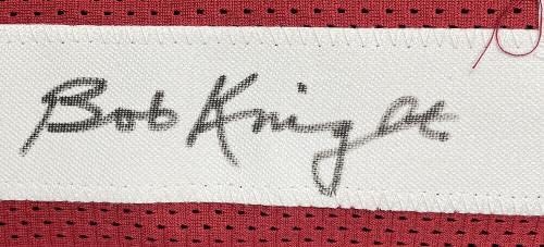 Баскетболно Майк Steiner с Автограф на Боб Найт, Изработени По Поръчка в Червено Стил Колеж - Баскетболни Топки Колеж С Автограф