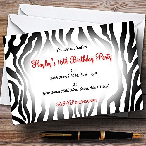 Пощенска картичка С червен принтом Зебра в Зоопарка Персонални Покани за парти