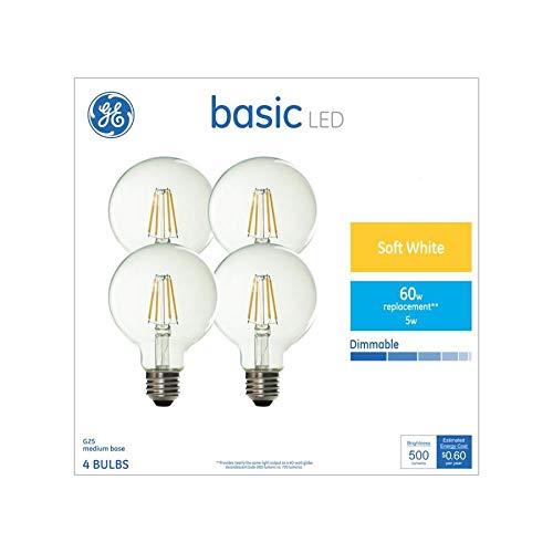 GE Basic 4-Pack 60 W Равностойни на Топло бяла led Декоративни Лампи G25