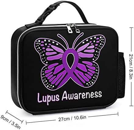 Осъзнаване на Лупус Пеперуда Кожена Обяд-Бокс Контейнер Здрава Опаковка За Хранене Множество Чанта за Обяд със