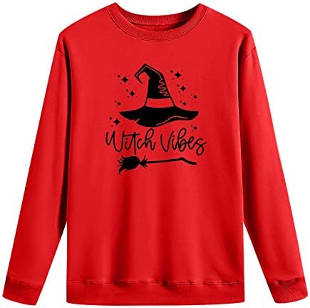 Жените Риза на Хелоуин, Hoody с Припокриване Вещици, Сладък Пуловер, Свободни Ежедневни Есенни Блузи с Дълъг