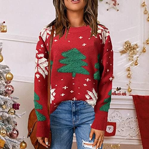 Жена Пуловер С Миризмата, Пуловер С дълъг ръкав, Пуловер, Коледен Вязаный Пуловер С Кръгло деколте, Пуловер, Рокля-пуловер