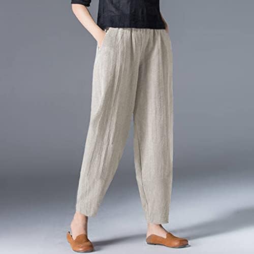 BEUU дамски ежедневни памук бельо, панталони капри свободни еластичен колан глезена скъсяване на панталони със