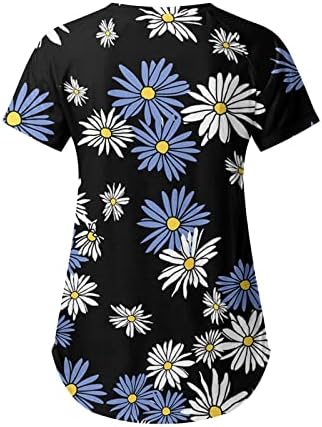 Дамски Негабаритная Тениска Дамски Пролет Лято С Флорални Принтом, Тениска с Къс Ръкав и Кръгло деколте, Топ,