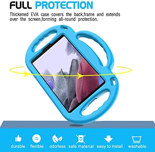 Детски калъф AVAWO за Samsung Galaxy Tab A7 Lite 8,7 инча 2021, калъф Galaxy Tab A7 lite, с каишка, устойчив на удари Лек калъф-поставка с дръжка за Samsung Tab A7 Lite 8,7 2021 (SM-T220/T225/T227), син