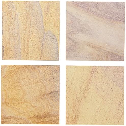 Марка Thirstystone Rainbow, многоцветен Напълно натурален пясъчник - Здрав камък с различни модели, всяка поставка е оригинален квадратен метален държач 4 инча