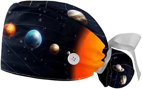 2 елемента Работна Шапка с Копчета и Тренировъчната Лента Космически Планетата Planets Universe Шапка-Скраб