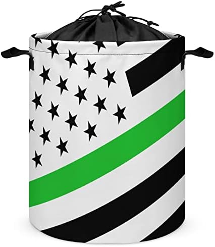Зелена Тънка Линия Флаг на САЩ Кошница За Дрехи На съвсем малък кош За Съхранение на Бельо Голяма Кошница-Органайзер За Играчки