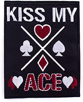 KISS My ACE Нашивка с Бродерия Покер Желязна Нашивка Sew Ивици в стил Хай-Хоп, Пънк САМ Апликации за Дрехи Детски Дамски Бижута Раницата