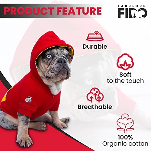 Страхотна качулка за куче Шаро – Червен пуловер за кучета от висококачествен памук / микрофлиса – Дрехи за големи