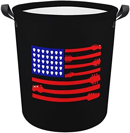 Китара Американски Флаг Кошница За Дрехи, Сгъваема Кутия За Съхранение Кошница За Дрехи, Кошница за Дрехи за