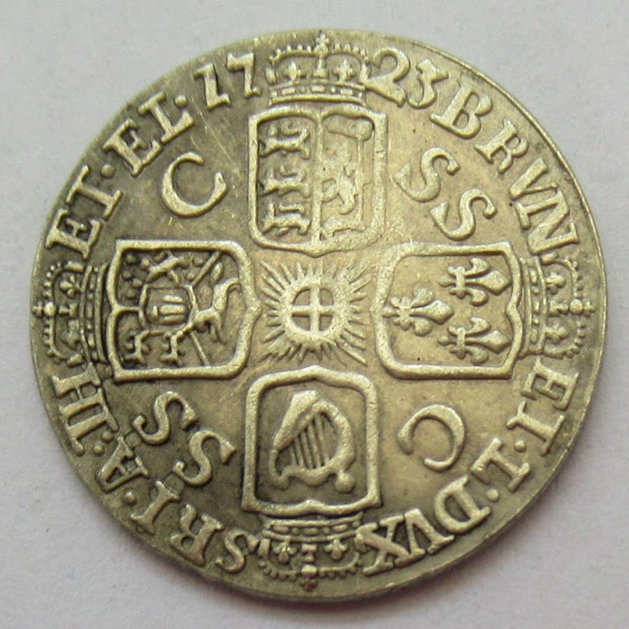 Британска Възпоменателна Монета от 6 пенса 1717, 1723 г., Чуждестранна Копие