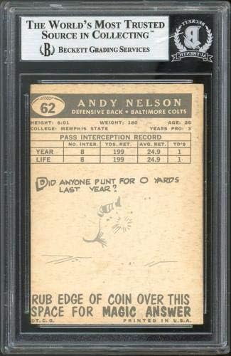 Кольтс Анди Нелсън Подписа Карта Topps №62 1959 г., с Надпис БАН Slabbed - Футболни картички начинаещи С Надпис