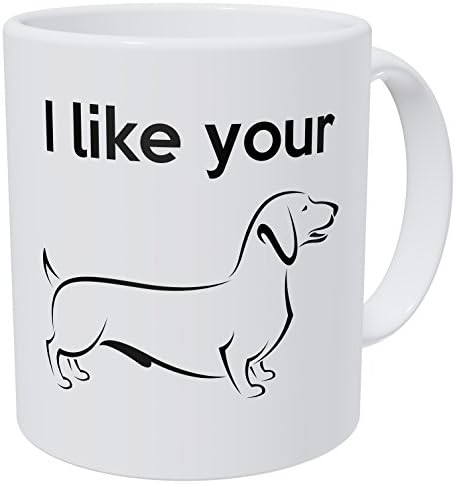 Вампумтук харесва Ми твоята фен на кучета порода дакел Вайнер 11 Грама Забавно Кафеена чаша клас АА Ултра Бяла 390 Грама Керамични.