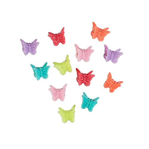 Мини-скоби за челюстите Scunci Butterfly ярки цветове, различни цветове, 12 бр.