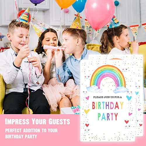 Покани за рожден ден Rainbow - Попълнете Празните Покани на рожден ден, За Декорация на партита за малки момичета