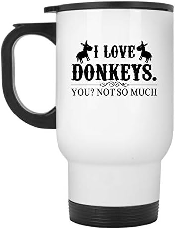 Чаша за пътуване с Donkey - обичам Чаша с Осликами От неръждаема стомана (Бяла)