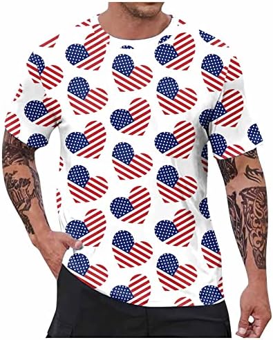Мъжки Ризи Ymosrh, Тениски с принтом на ръкавите, Ежедневни Тениска с кръгло деколте в Деня на Независимостта,