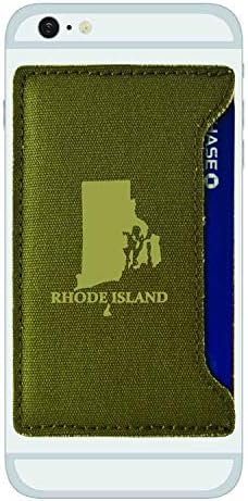 Здрав Платно Държач за карти на Мобилен телефон от Род Айлънд-Държавна форма-Маслина