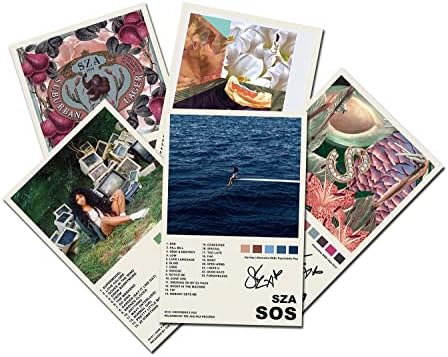 LOLIDE Комплект от 5 чанти платно на плакати SZA Плакат Ctrl Плакат Плакат SOS Плакат, Албум Естетика Комплект от 5 теми, 8x12 Отпечатъци върху платно Без рамка Набор от 5