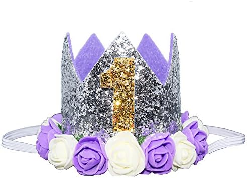 Блестящи Детски Момичета 1st 2 3 Рожден Ден на Цвете Короната Цвете Принцеса Тиара Торта Разбият Снимка Подпори