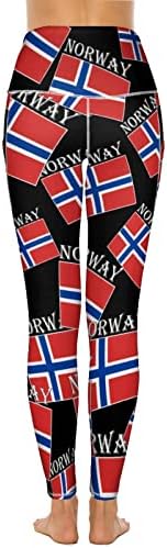 Дамски панталони за Йога с Висока Талия и Джоб под Норвежки флаг, Спортни Гамаши