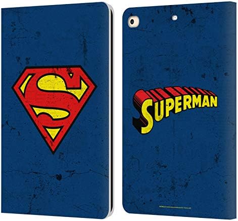 Дизайн на своята практика за главата Официално Лицензиран DC Comics, Супермен Класически Лога Кожен Калъф-за награда-Портфейл Калъф е Съвместим с Apple iPad 9.7 2017 / iPad 9.7 2018