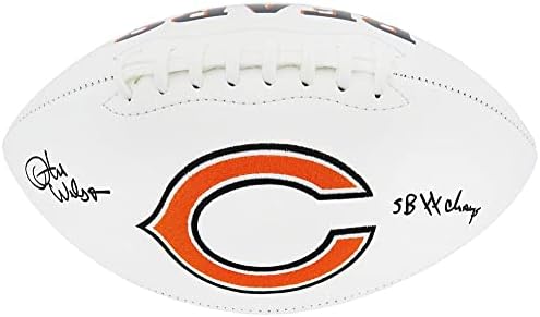 Отис Уилсън Подписа Логото на Jarden Chicago Bears Бял Панел с пълен размер на Футболна топка w/SB XX Champs - Футболни топки С Автографи