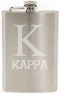8-унционная фляжка от неръждаема стомана с гравиран Greek Life Kappa