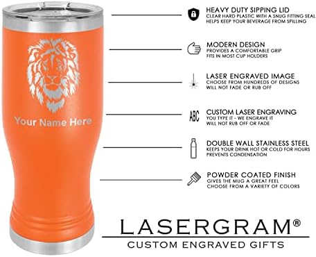 Чаша Пилснер LaserGram 14 грама с Вакуумна изолация, Лесна за формата на Подкова, С Индивидуален Надпис В пакет (Оранжева)