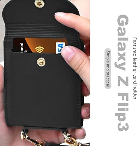 Калъф Vizvera Samsung Galaxy Z Flip 3 със защита на панти, отделение за карти + Нескользящая Долната част на